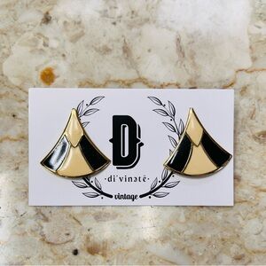 Vintage Black and Cream Earrings